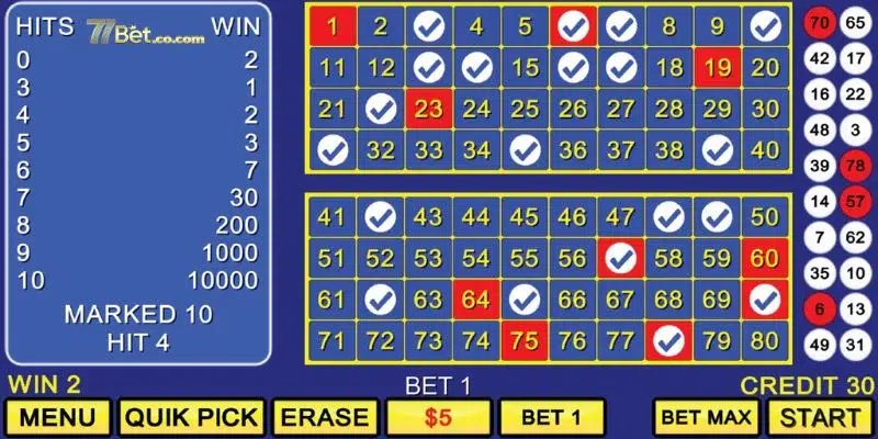 Cách chơi Keno 77BET được đánh giá vô cùng đơn giản, thuận tiện.